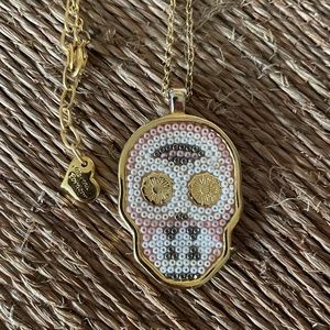 Morena Corazon skull  beaded pendant necklace